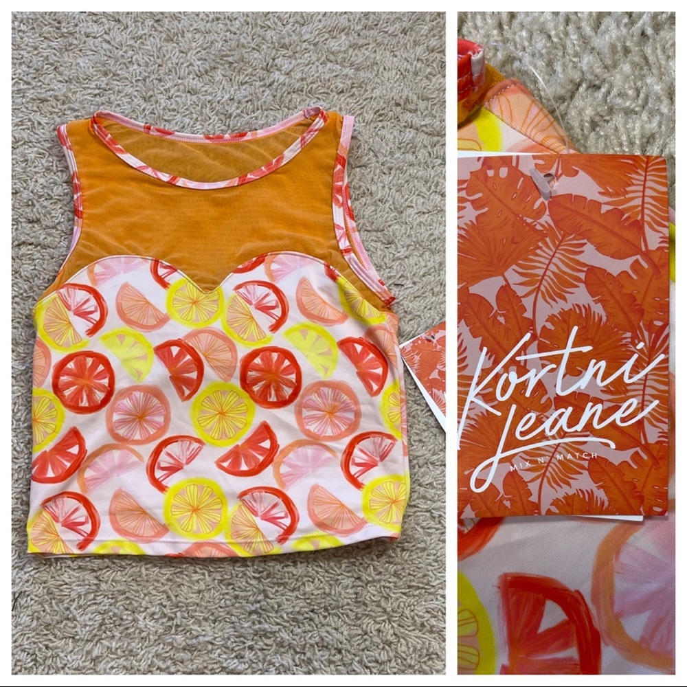 NWT! Kortni Jeane lemonade mesh swim top